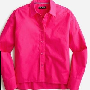 Relaxed-fit cropped cotton poplin shirt,JCrew, sz12